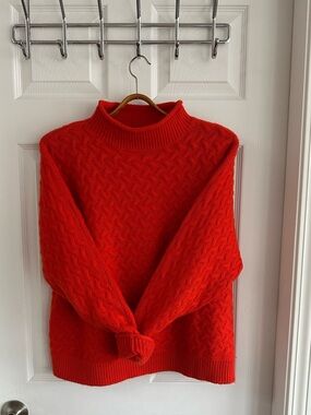 Windsor Bright Orange Cable-Knit Turtleneck Sweater
